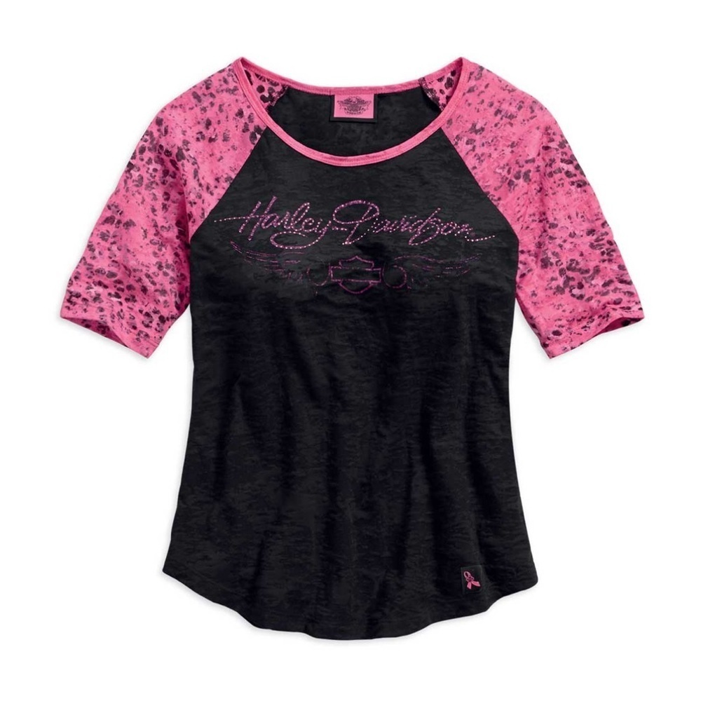 NWT Harley-Davidson Burnout Leopard Accent Tee plus size 2X breast cancer
